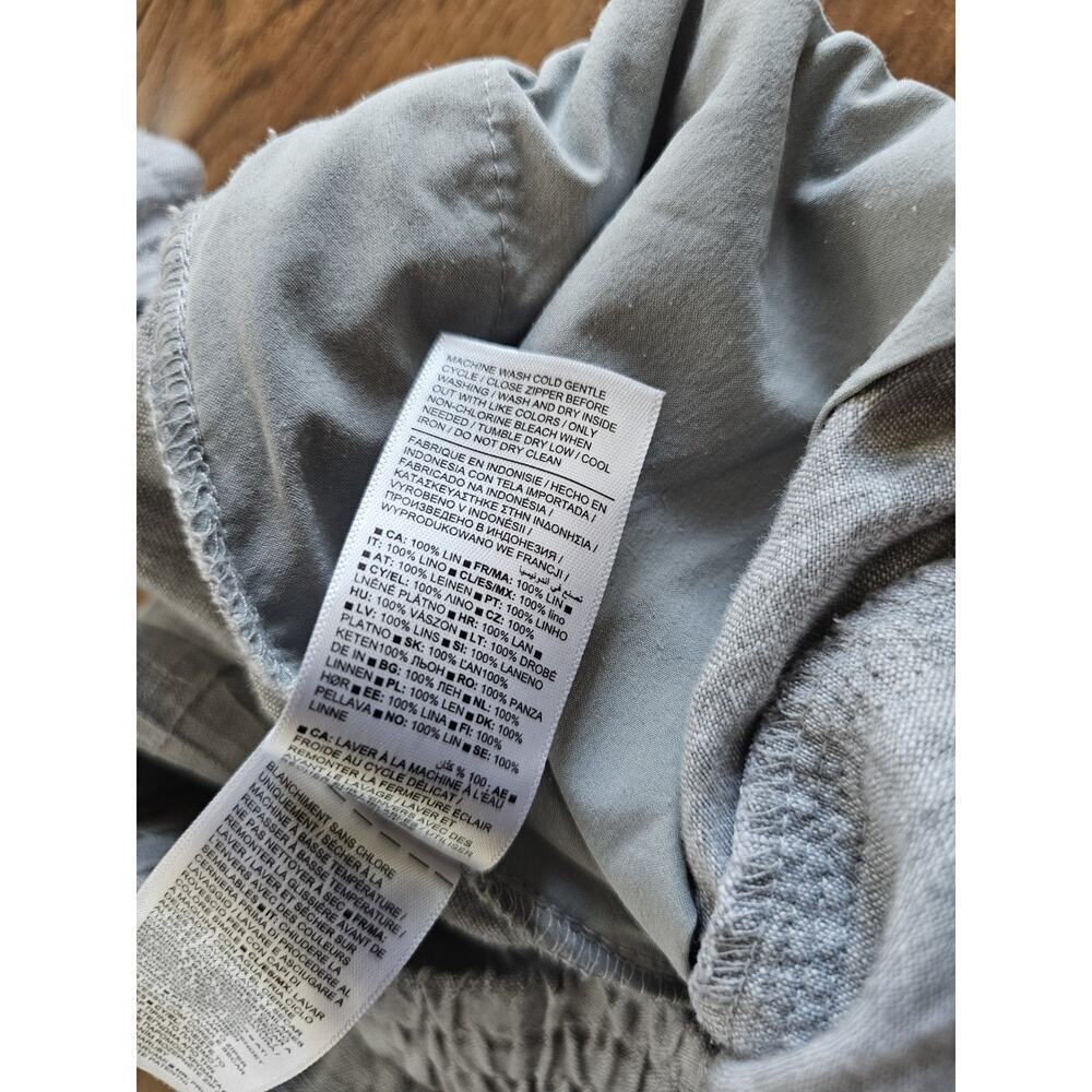 Athleta Linen Cabo Wide Leg Pants Casual Coastal Resort Lagenlook‎ Size L Gray - Picture 6 of 9